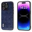 For iPhone 15 Pro ABEEL Weave Plaid PU Phone Case(Blue) - 1