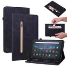For Amazon Fire Max 11 Skin Feel Solid Color Zipper Leather Tablet Case(Black) - 1