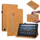 For Amazon Fire Max 11 Skin Feel Solid Color Zipper Leather Tablet Case(Yellow) - 1