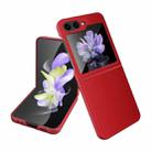 For Samsung Galaxy Z Flip5 Anti-slip Strip Ultra-thin Folding Litchi Texture PC Phone Case(Red) - 1