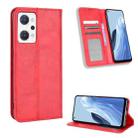 For OPPO Reno9 A / Reno7 A Magnetic Buckle Retro Texture Leather Phone Case(Red) - 1