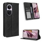 For OPPO Reno10 Global Magnetic Buckle Retro Texture Leather Phone Case(Black) - 1