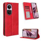 For OPPO Reno10 Global Magnetic Buckle Retro Texture Leather Phone Case(Red) - 1