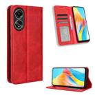 For OPPO A58 4G Magnetic Buckle Retro Texture Leather Phone Case(Red) - 1