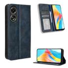 For OPPO A58 4G Magnetic Buckle Retro Texture Leather Phone Case(Blue) - 1