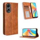 For OPPO A78 4G Magnetic Buckle Retro Texture Leather Phone Case(Brown) - 1