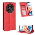 For OPPO A2 Pro 5G Magnetic Buckle Retro Texture Leather Phone Case(Red) - 1