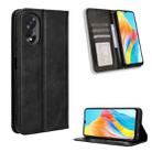 For OPPO A38 4G / A18 4G Magnetic Buckle Retro Texture Leather Phone Case(Black) - 1