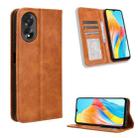 For OPPO A38 4G / A18 4G Magnetic Buckle Retro Texture Leather Phone Case(Brown) - 1