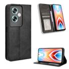 For OPPO A79 5G / A2 5G Magnetic Buckle Retro Texture Leather Phone Case(Black) - 1