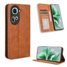 For OPPO Reno11 5G Global Magnetic Buckle Retro Texture Leather Phone Case(Brown) - 1