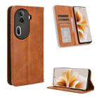 For OPPO Reno11 Pro 5G Global Magnetic Buckle Retro Texture Leather Phone Case(Brown) - 1