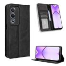 For OPPO A3 Pro 5G Global Magnetic Buckle Retro Texture Leather Phone Case(Black) - 1