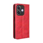 For OPPO A3x 5G India Magnetic Buckle Retro Texture Leather Phone Case(Red) - 3