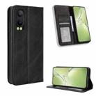 For OPPO K12X 5G / OnePlus Nord CE4 Lite 5G Magnetic Buckle Retro Texture Leather Phone Case(Black) - 1