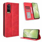 For OPPO K12X 5G / OnePlus Nord CE4 Lite 5G Magnetic Buckle Retro Texture Leather Phone Case(Red) - 1