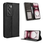 For OPPO Reno12 5G Global Magnetic Buckle Retro Texture Leather Phone Case(Black) - 1