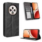 For OPPO Reno12 F 5G Magnetic Buckle Retro Texture Leather Phone Case(Black) - 1