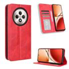 For OPPO Reno12 F 5G Magnetic Buckle Retro Texture Leather Phone Case(Red) - 1