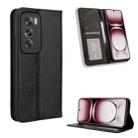 For OPPO Reno12 Pro 5G Global Magnetic Buckle Retro Texture Leather Phone Case(Black) - 1