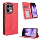 For OPPO Reno13 5G Global Magnetic Buckle Retro Texture Leather Phone Case(Red) - 1