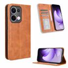 For OPPO Reno13 5G Global Magnetic Buckle Retro Texture Leather Phone Case(Brown) - 1