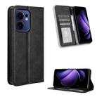 For OPPO Reno13 F 4G / 5G Magnetic Buckle Retro Texture Leather Phone Case(Black) - 1