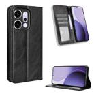 For OPPO Reno14 5G Global Magnetic Buckle Retro Texture Leather Phone Case(Black) - 1