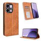 For OPPO Reno14 5G Global Magnetic Buckle Retro Texture Leather Phone Case(Brown) - 1