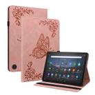 For Amazon Fire Max 11 Butterfly Flower Embossed Leather Tablet Case(Rose Gold) - 1