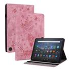 For Amazon Fire Max 11 Butterfly Rose Embossed Leather Tablet Case(Pink) - 1