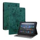 For Amazon Fire Max 11 Butterfly Rose Embossed Leather Tablet Case(Green) - 1