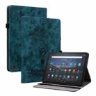 For Amazon Fire Max 11 Butterfly Rose Embossed Leather Tablet Case(Dark Blue) - 1