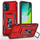 Motorola Moto E13 Armor PC + TPU Camera Shield Phone Case(Red) - 1