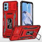 Motorola Moto E22 Armor PC + TPU Camera Shield Phone Case(Red) - 1