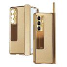 For Samsung Galaxy Z Fold5 Litchi Pattern Magnetic Shell Film Integrated Shockproof Phone Case(Gold) - 1