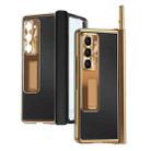 For Samsung Galaxy Z Fold5 Litchi Pattern Magnetic Shell Film Integrated Shockproof Phone Case(Black Gold) - 1