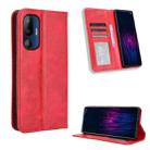 For HTC U24 Pro Magnetic Buckle Retro Texture Leather Phone Case(Red) - 1