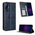 For HTC U24 Pro Magnetic Buckle Retro Texture Leather Phone Case(Blue) - 1