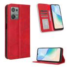 For Blackview Oscal C30 / C30 Pro Magnetic Buckle Retro Texture Leather Phone Case(Red) - 1