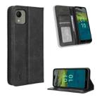 For Nokia C110 4G Magnetic Buckle Retro Texture Leather Phone Case(Black) - 1