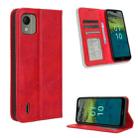 For Nokia C110 4G Magnetic Buckle Retro Texture Leather Phone Case(Red) - 1