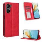 For ZTE Axon 40 Lite Magnetic Buckle Retro Texture Leather Phone Case(Red) - 1