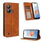 For ZTE Blade L220 Magnetic Buckle Retro Texture Leather Phone Case(Brown) - 1