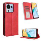 For ZTE Blade  V50 Vita 4G Magnetic Buckle Retro Texture Leather Phone Case(Red) - 1