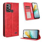 For ZTE Blade A53 Pro Magnetic Buckle Retro Texture Leather Phone Case(Red) - 1