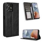 For ZTE Blade A73 4G Magnetic Buckle Retro Texture Leather Phone Case(Black) - 1