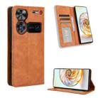 For ZTE nubia Z60 Ultra Magnetic Buckle Retro Texture Leather Phone Case(Brown) - 1