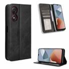 For ZTE Blade A34 Magnetic Buckle Retro Texture Leather Phone Case(Black) - 1