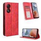 For ZTE Blade A34 Magnetic Buckle Retro Texture Leather Phone Case(Red) - 1